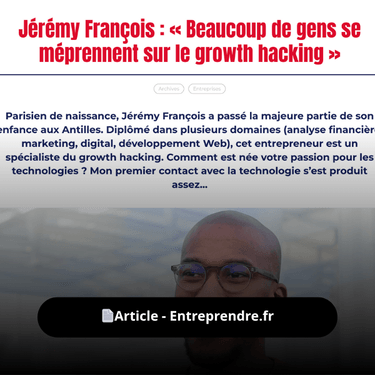 Jérémy François dans Entreprendre.fr